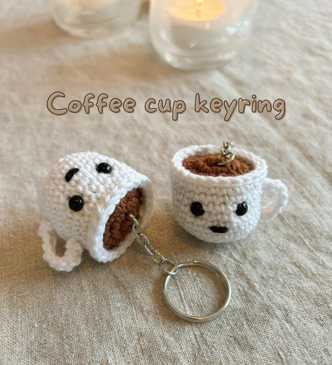 Coffee Cup Crochet Keychain