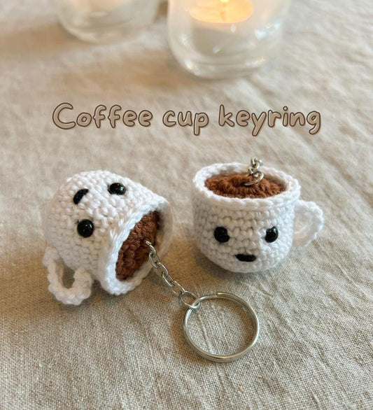 Coffee Cup Crochet Keychain