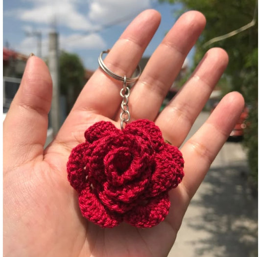 Crochet Rose Keychain